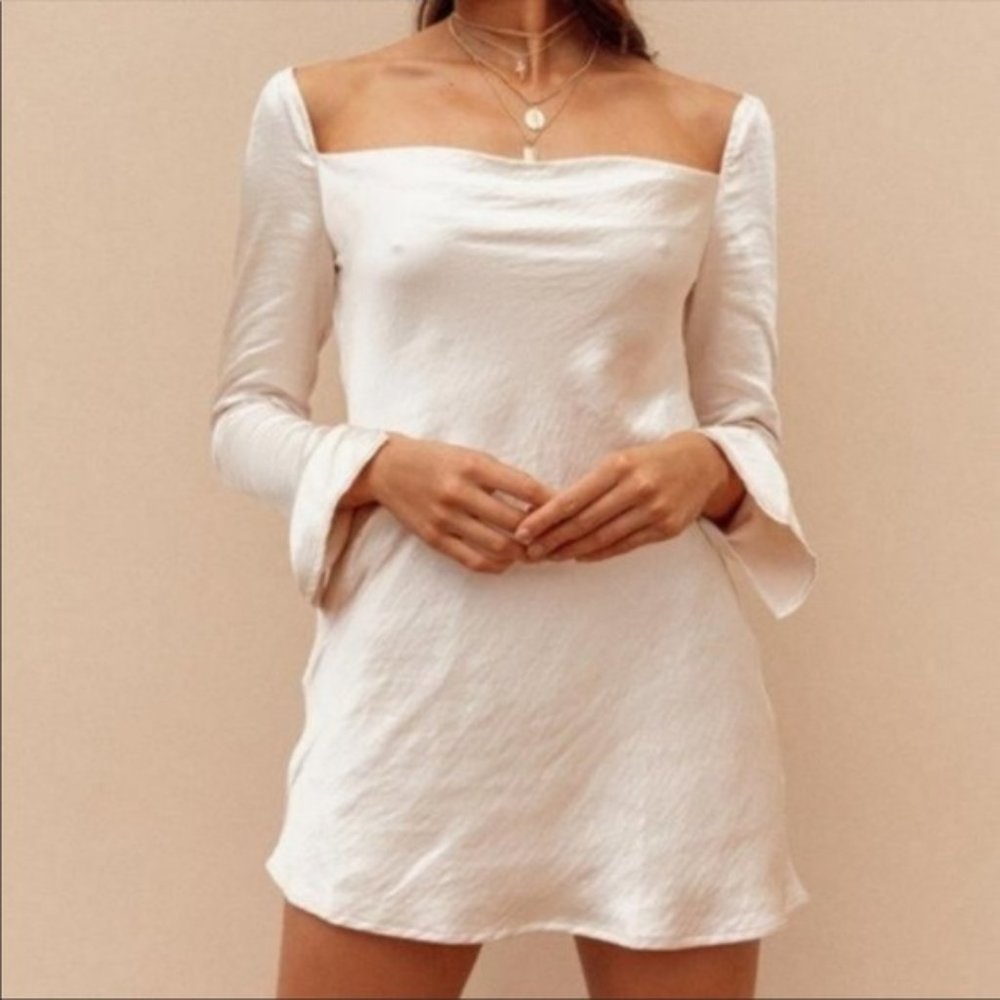 Princess Polly Recycled Fibers Star Power Champagne Satin Dress 6